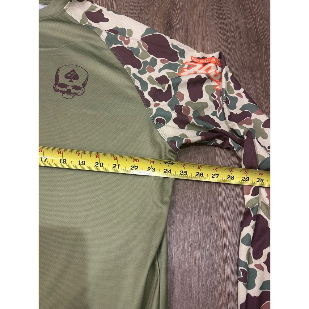 Zero Foxtrot Mens 2XL Olive Green Camo Raglan Long Sleeve Performance Shirt - Picture 8 of 9